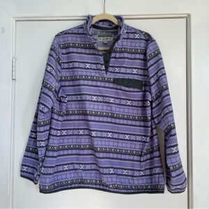 Jachs Cabin purple striped quarter snap fleece pullover white gray women’s XL